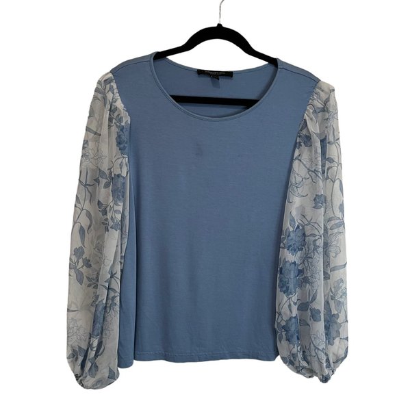 Haut Dentelle Manches 3/4 Bleu Foncé - Taille L - Marque Atmosphere - Occasion Très Bon État